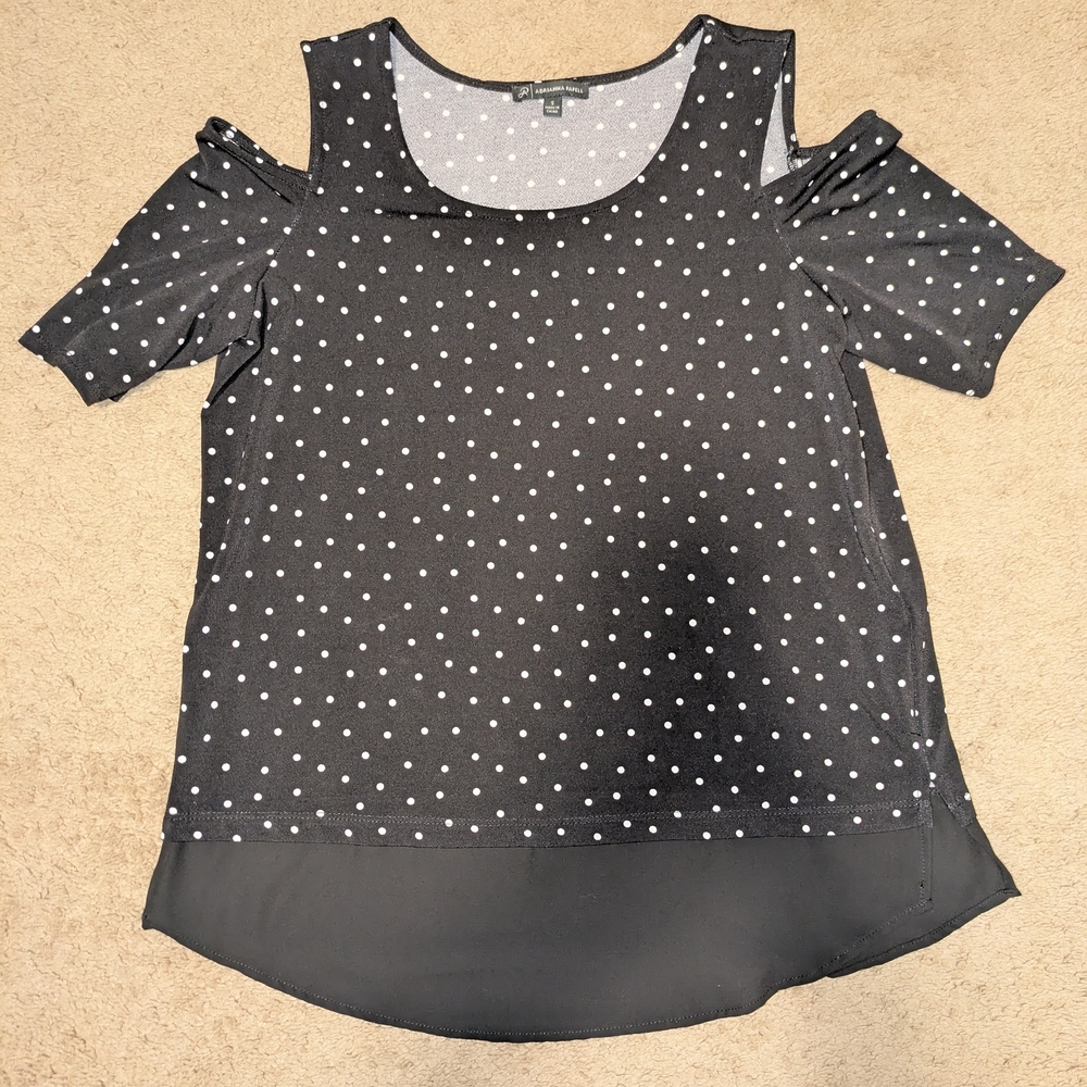 Adrianna Papell Black and White Polka Dot Blouse